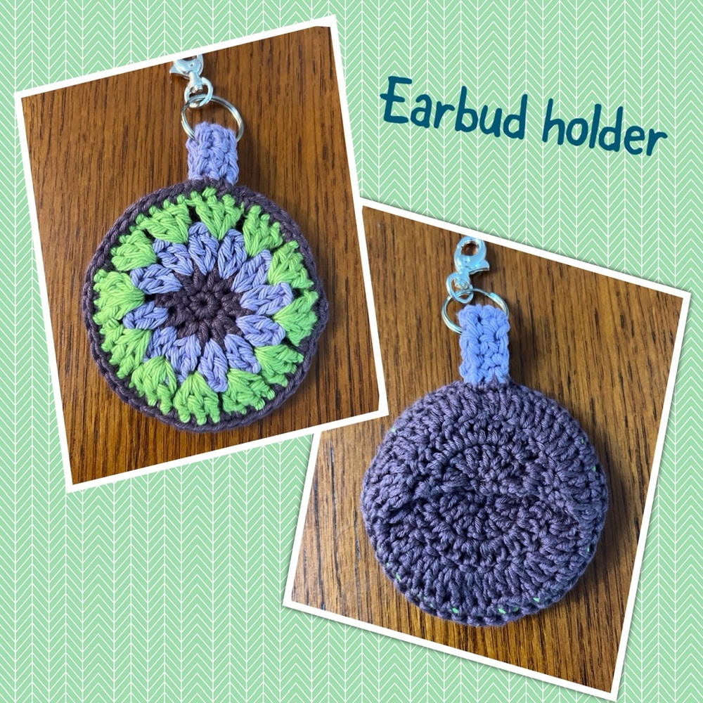 Crocheted Earbud Hokder/Bag Charm/Keychain